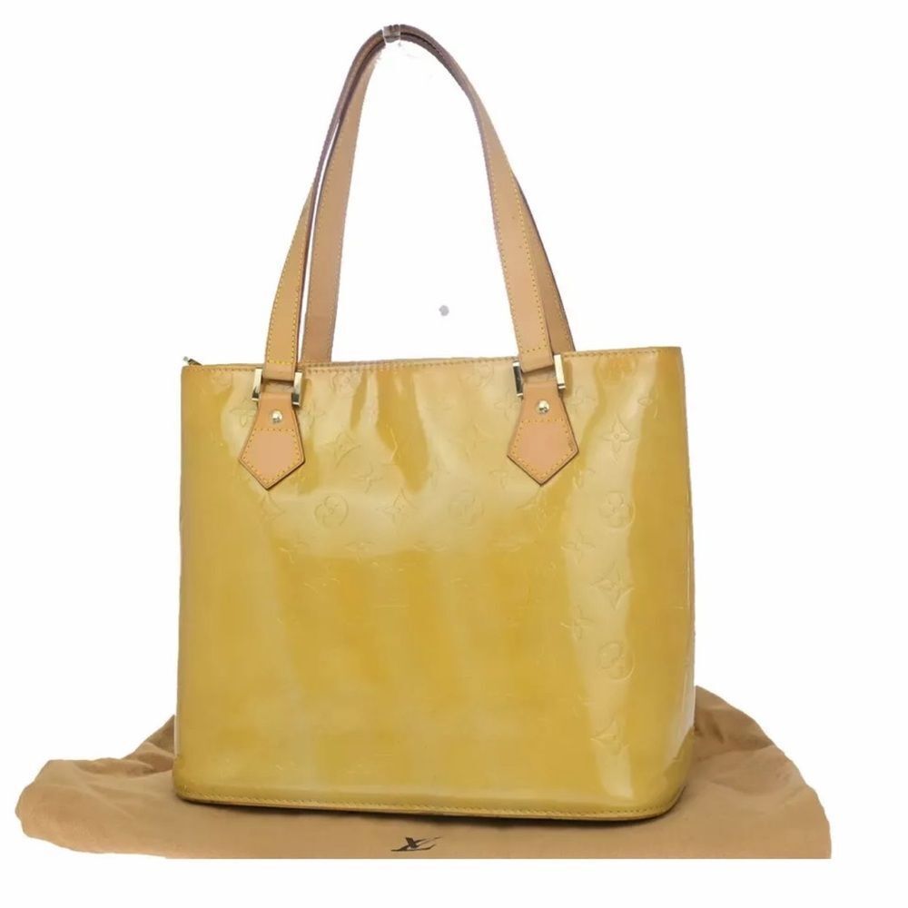 🌺Louis Vuitton Vernis Leather Houston Shoulder Bag 💼 Yellow LW0959